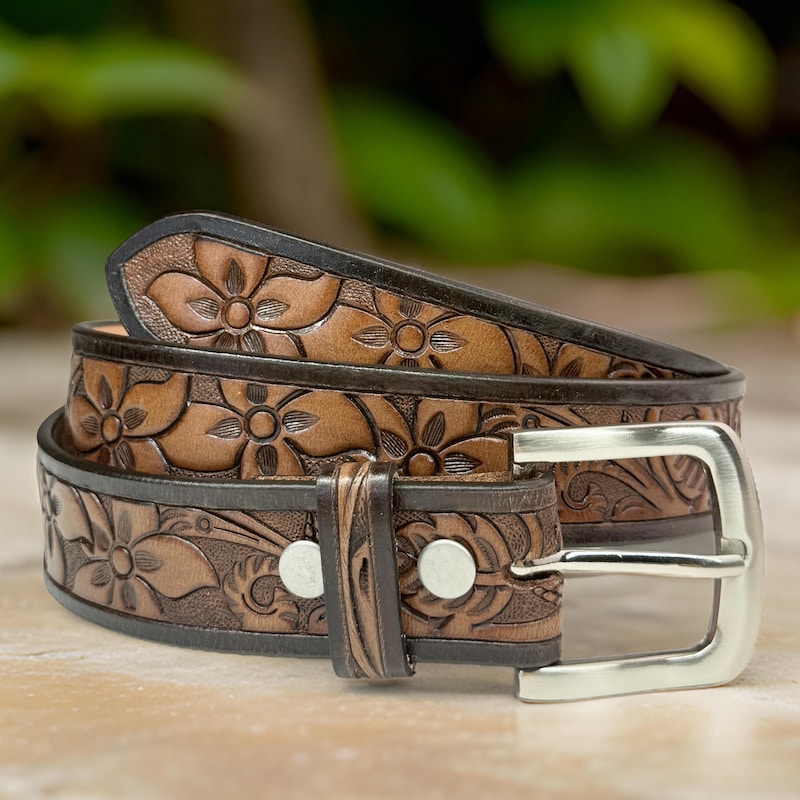 Floral Fountain Leather Belt