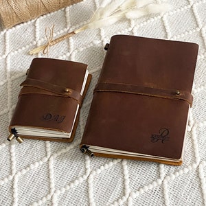 Libreta de cuero recargable personalizada, libreta de cuero A6/A5, libreta diaria con tarjetero, libreta personalizada para mujeres y hombres.