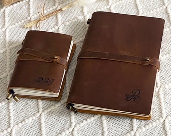 Personalized Refillable Leather Notebook, A6 A5 Leather Notepad, Daily Notebook with Card Holder, Personalized Notebook for Women Men