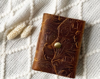 Personalized Mini Leather Notebook, Small Leather Notepad, Daily Personalized Notebook for Women Men