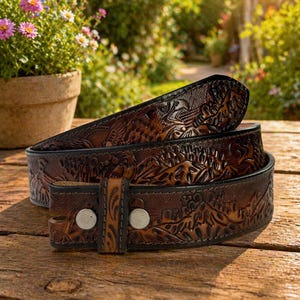 Western Leather Belt Eagle Embossed - Etsy display picture 1