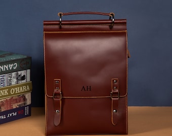 Mini Laptop Backpack For Women, Personalized Genuine Leather Backpack Women, Minimalist Leather Backpack, Leather Bag Women, Small Backpack