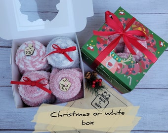 Cozy Holiday BOX TO GIFT,  perfect gift for her for any occasion, holiday gift box, Christmas gift box, fuzzy socks cupcakes