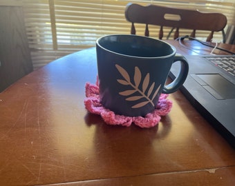 flower coasters, crochet coaster