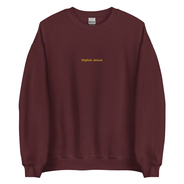 Digital Jesus Maroon and Yellow Embroidered Sweatshirt