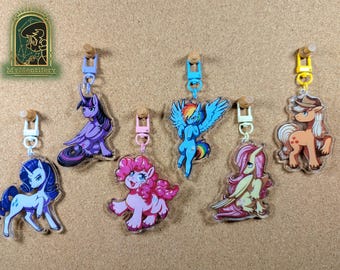 My Little Pony Inspired Acrylic Keychains/Charms || Twilight Sparkle, Rarity, Pinkie Pie, Fluttershy, Rainbow Dash, Applejack