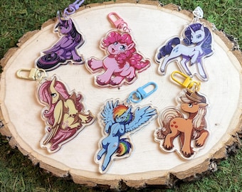 My Little Pony Acrylic Keychain: Mane 6 Friendship is Magic Character Charms