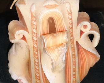 Vela de cera en capas, tallada a mano, de 15 cm (6 pulgadas), de la década de 1970, sin quemar.