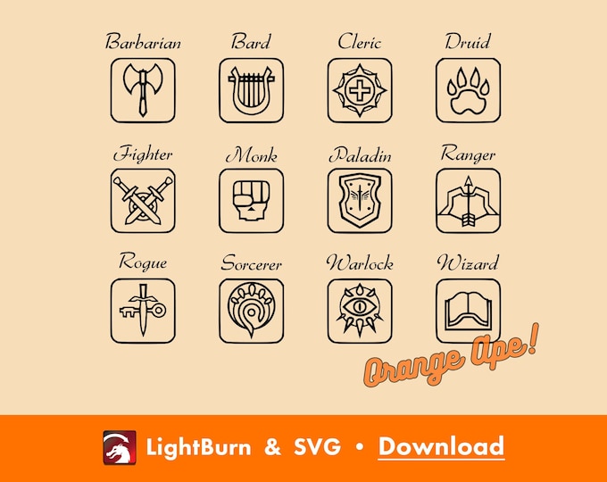 Dungeons & Dragons Class Symbol SVG - RPG Outline and Silhouette Files ...