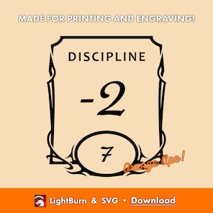 Disciplina -2 SVG - Arte vetorial de D&D - Traço de personagem DnD - Arquivo de contorno e silhueta de RPG - Svg e Lightburn - Laser, impressão, gravação