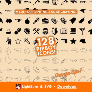 Fall out Pip boy Stat Page Icons - Arquivos de contorno e silhueta de RPG - SVG e Lightburn, Status, Efeito, Condição, Vault, Tec