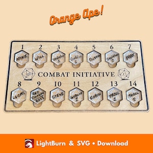 RPG Combat Initiative Tracker Laser Cut File: D&D, SVG, Lightburn (Digital Download)