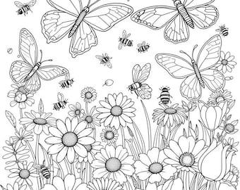 Butterfly Coloring Book: 50 Printable Pages for Adults & Kids