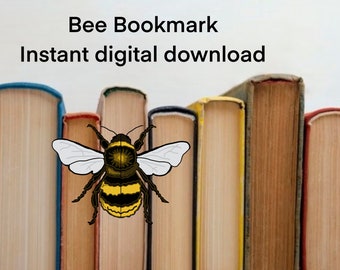 Bee Bookmark instant digital download
