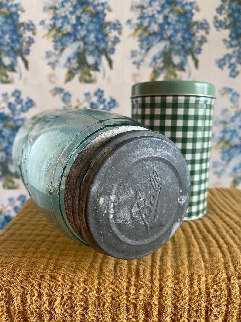 Antique Rare Ball Mason Jar With Metal Wax Sealed Lid Etsy