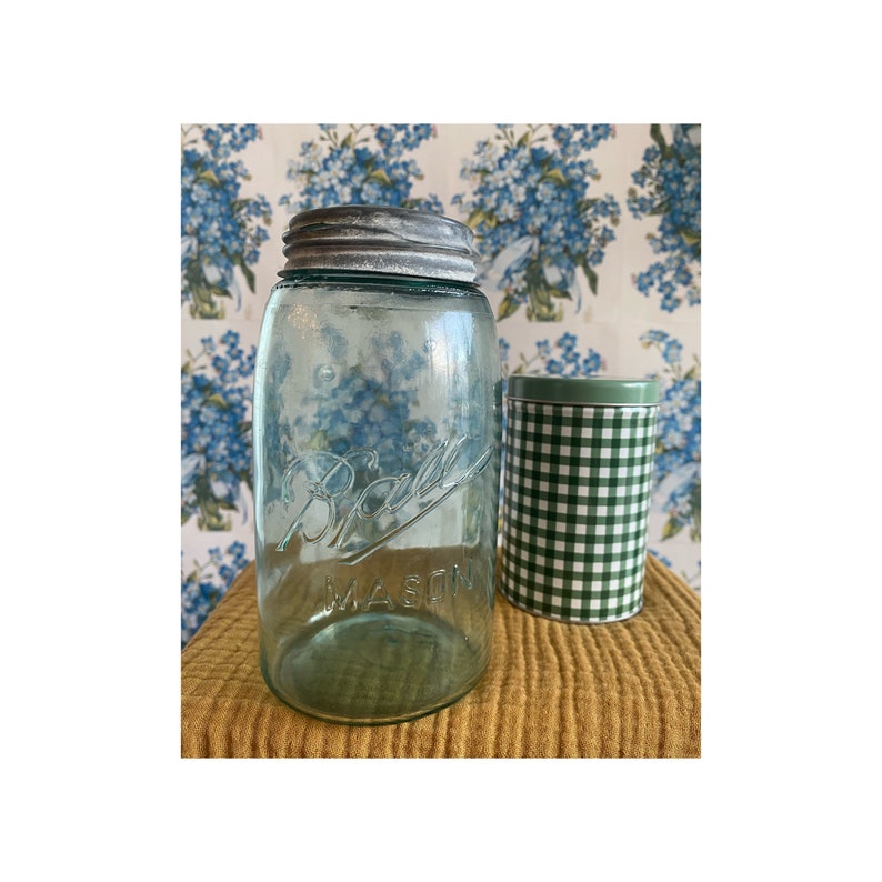 Antique Rare Ball Mason Jar With Metal Wax Sealed Lid Etsy
