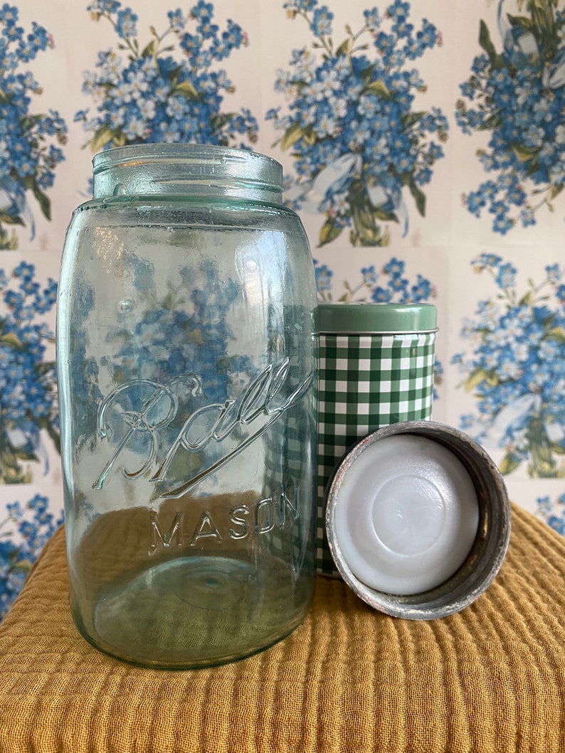 Antique Rare Ball Mason Jar With Metal Wax Sealed Lid Etsy