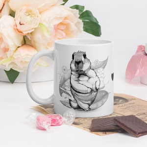 Marmot Mug, Cute Chubby Groundhog Coffee Cup, Hand Drawn Animal Teacup, Sweet Woodchuck Gift for Nature Lovers, Funny Quirky Beaver Art