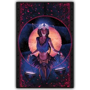 Libra Art Print | Dark Fantasy Zodiac Wall Decor | Gothic Horror Astrology Illustration for Esoteric Spiritual Living Room Home Decor