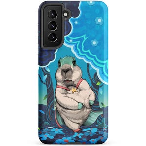 Capa para Samsung com estampa de castor, decoração para celular infantil com animais super-heróis, capa engraçada com desenho de texugo e hamster para 15, 14, 13, 12, 11 Pro Max Mini Plus