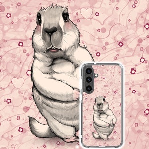 Illustrierte Murmeltier Handyhülle | Niedliche Tier Cartoon Abdeckung | Lustiges Murmeltier Geschenk für Kinder, Samsung Galaxy Dekor und süße Telefonkunst