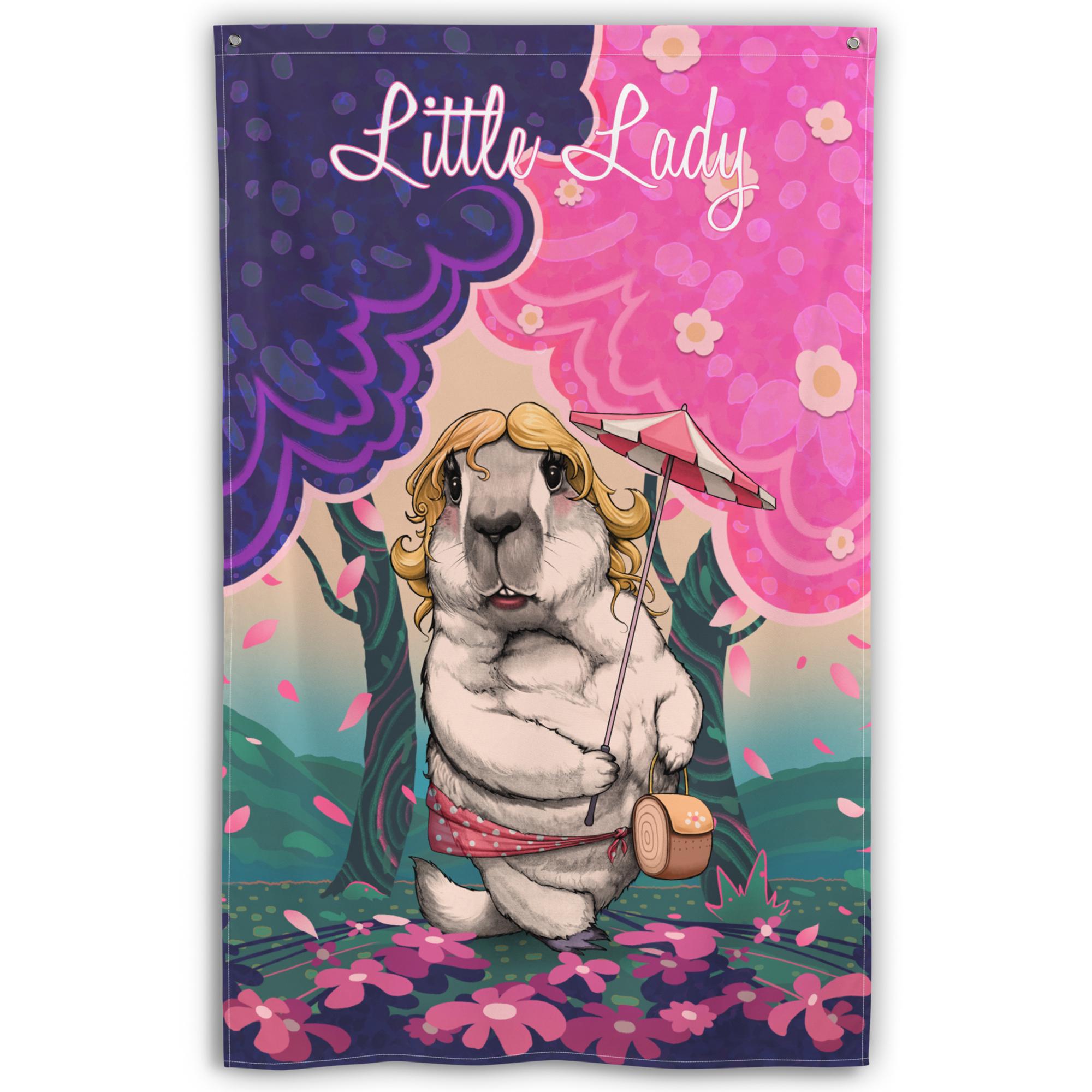 Lovely Pink Marmot Cloth Print, Nursery Decor Poster for Baby Girl, Quirky Prairie Dog Illustration, Sweet Violet Pastel Fabric Art Print