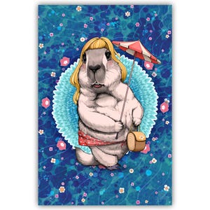 Impresión artística de una marmota divertida / Adorable caricatura de una marmota para la decoración de la habitación de los niños / Arte infantil de una dulce dama para la decoración de la habitación de los niños