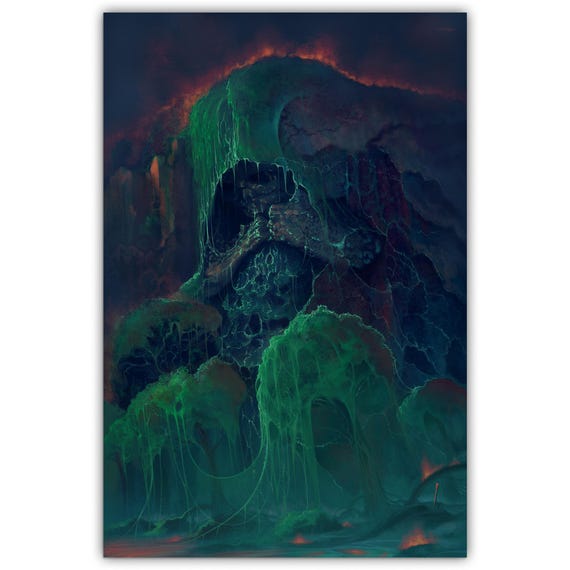Macabre Horror Landscape Art Print, Dark Nature Wall Decor, Dead