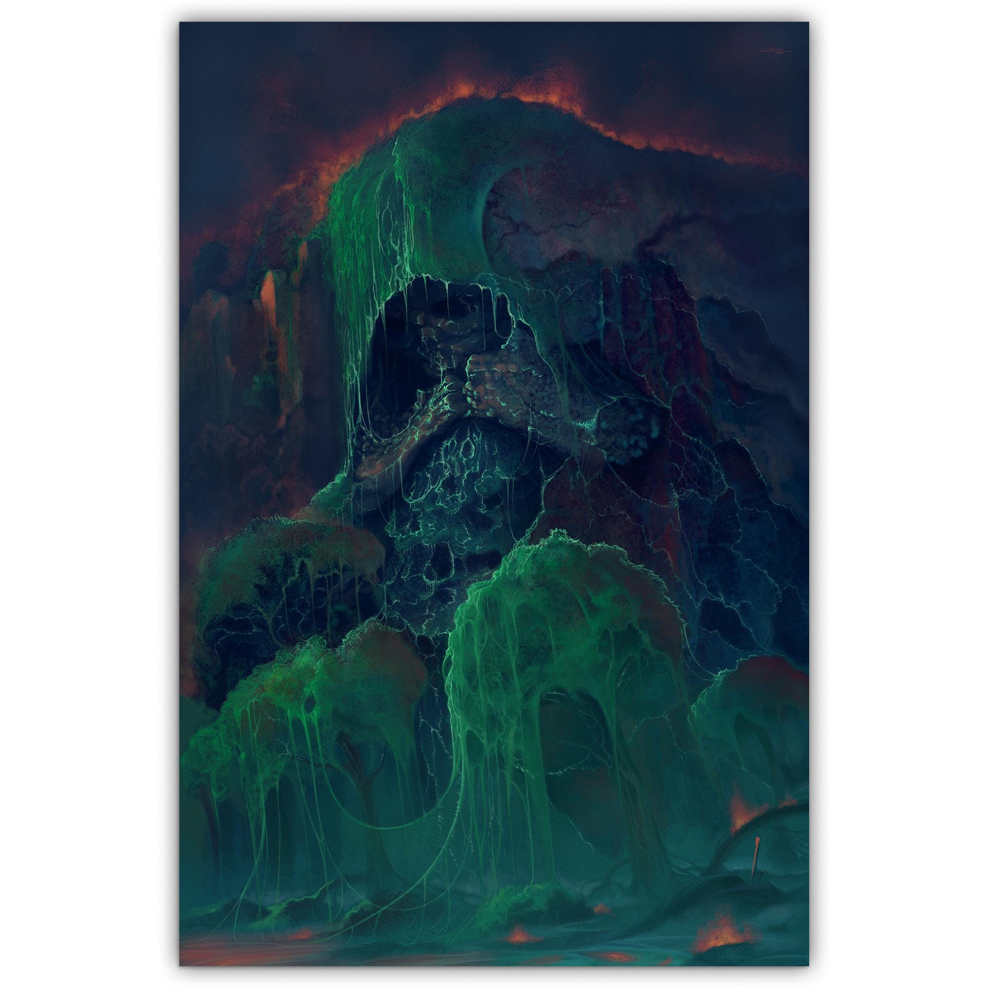 Macabre Horror Landscape Art Print, Dark Nature Wall Decor, Dead