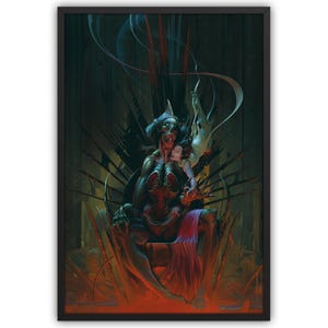 Pulp Horror Art FRAMED Print, Dark Fantasy Monster Wall Decor | Haunting Painting Alien Creature Mystical Uncanny illustration Ominous Grim