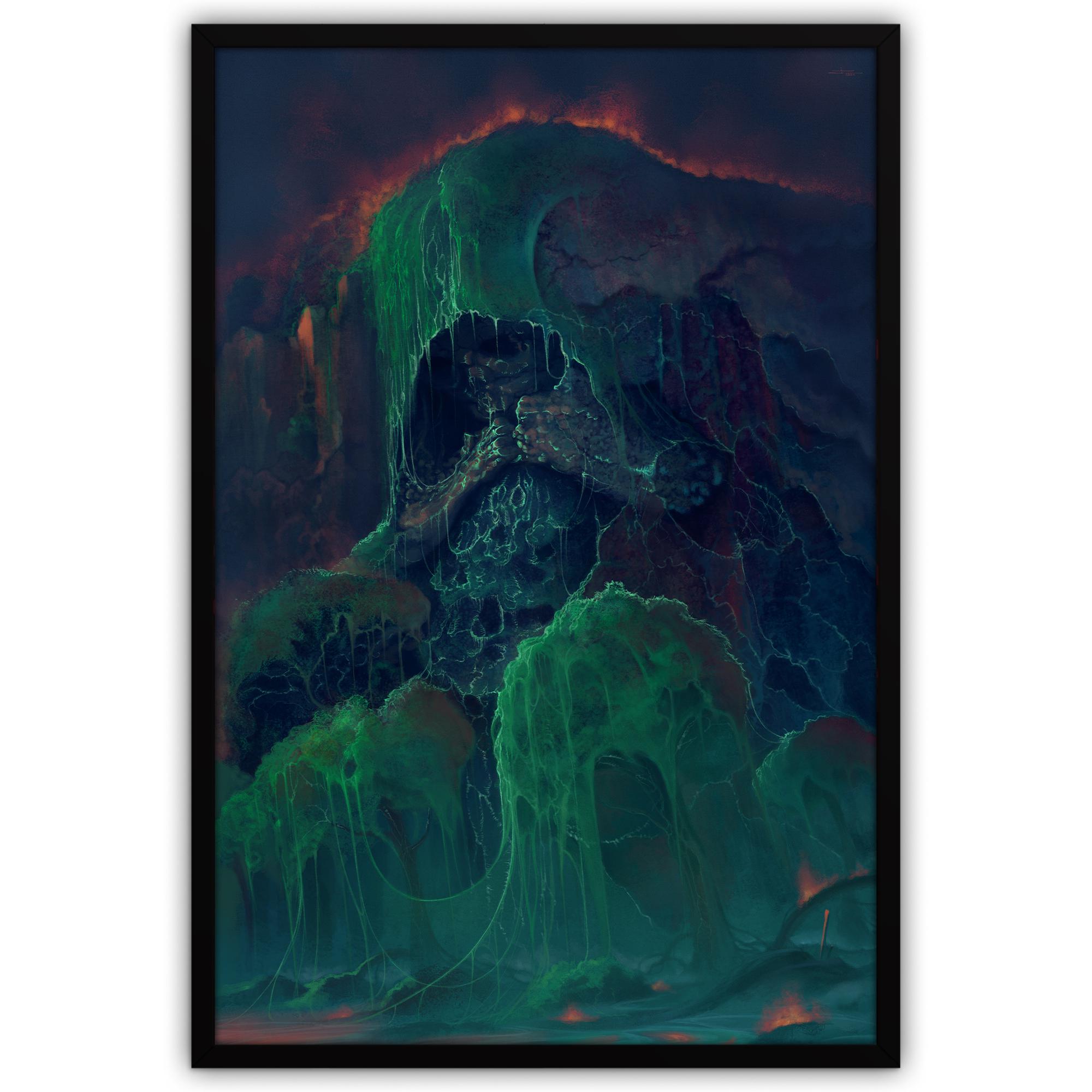 Macabre Horror Landscape Art Print, Dark Nature Wall Decor, Dead