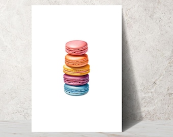 Bunte Macaron Französisch Gebäck Printable, Instant Download, Kunst Dekor