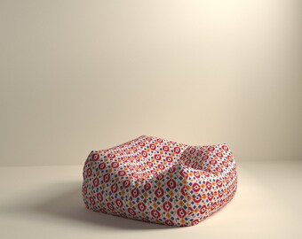 Handmade Multicolour Geometric Floor Pouf