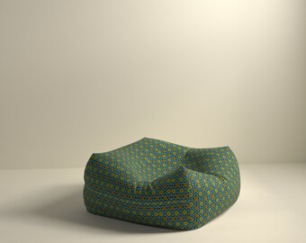 Handmade Green Geometric Floor Pouf