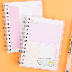 Recarga de cuaderno, doble bobina lindo mini cuaderno de hojas sueltas cubierta de PP portátil carpeta de anillas libros escuela