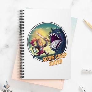 Cadeau projectmanager spiraal notebook, Scope Creep Slayer, projectmanagement, grappig cadeau projectmanager, cadeau collega, cadeau baas, cadeau baas, PM cadeau
