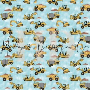 Backhoe mixer loader excavator dump truck bulldozer heavy equipment construction seamless file pattern PNG