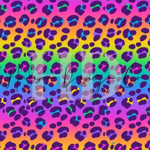 Lisa Frank style cheetah print rainbow bright seamless design pattern file PNG