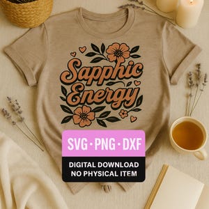 Sapphische energie svg png dxf | Digitale download Retro Queer Pride | Lesbisch Cricut-bestand | Subtiel LGBTQ-snijbestand voor shirt of mok