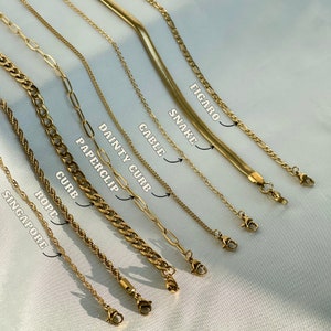 18K Gold Filled Chain Necklace, Cuban Chain, Cable Chain, Paperclip Chain, Twist Chain, Figaro Chain, Curb Chain image 7