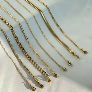 18K Gold Filled Chain Necklace, Cuban Chain, Cable Chain, Paperclip Chain, Twist Chain, Figaro Chain, Curb Chain image 2