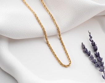 Collana con catena in oro 18 carati: cavo in acciaio inossidabile, graffetta, twist, figaro, barbazzale