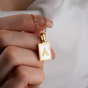 Custom Pearl Initial Necklace, Gift for her, Gold initial Necklace