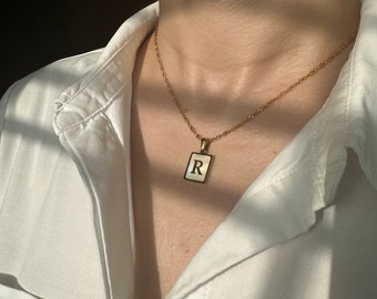 Personalized Elegance: Pearl Initial Necklace with Custom Chain Options