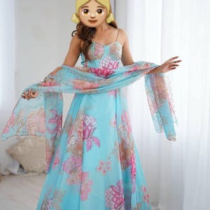 Bridal Organza Lehenga: Floral Embroidery, Sequins, Potli Bag