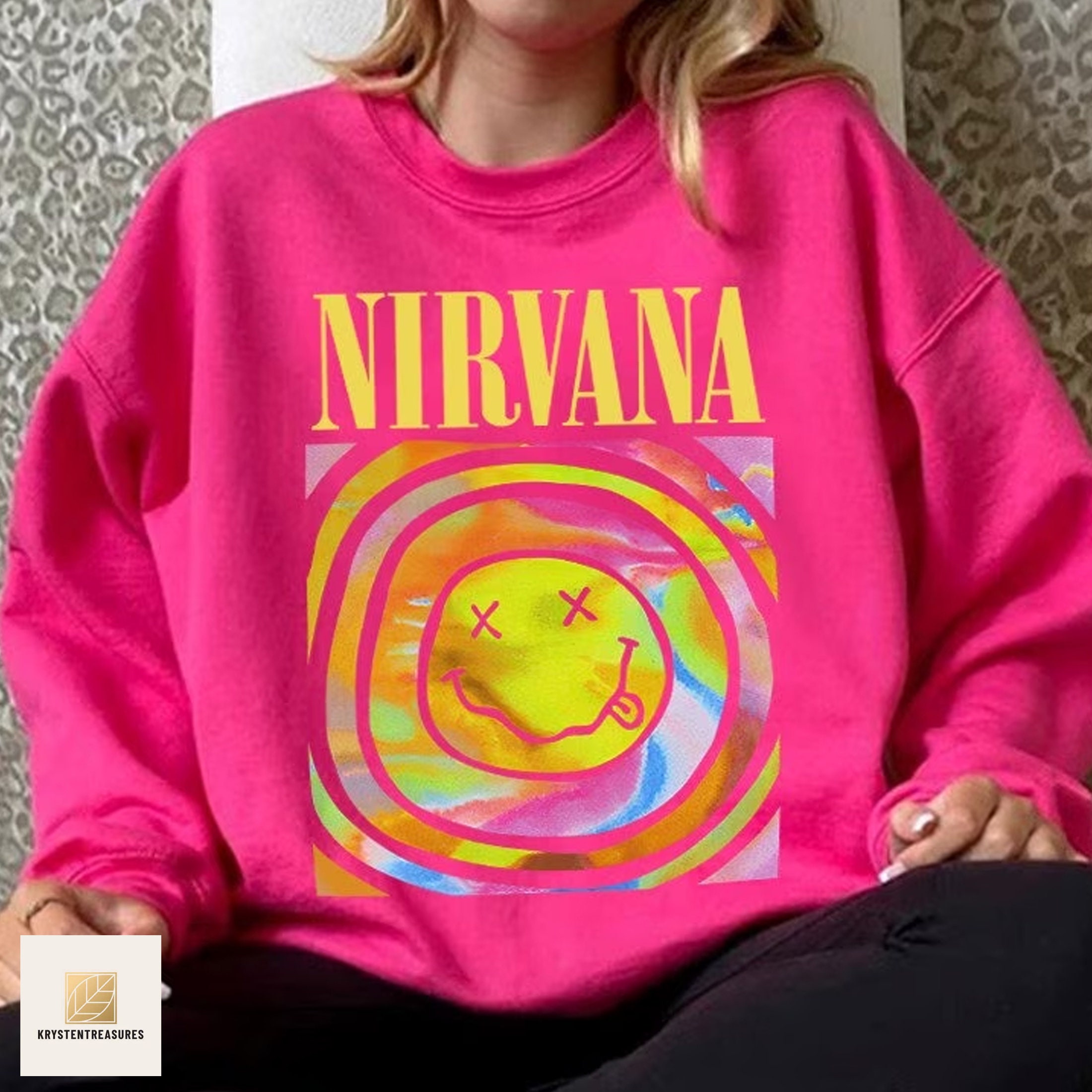 Nirvana Unisex Sweatshirt Nirvana Smile Face Crewneck Etsy UK