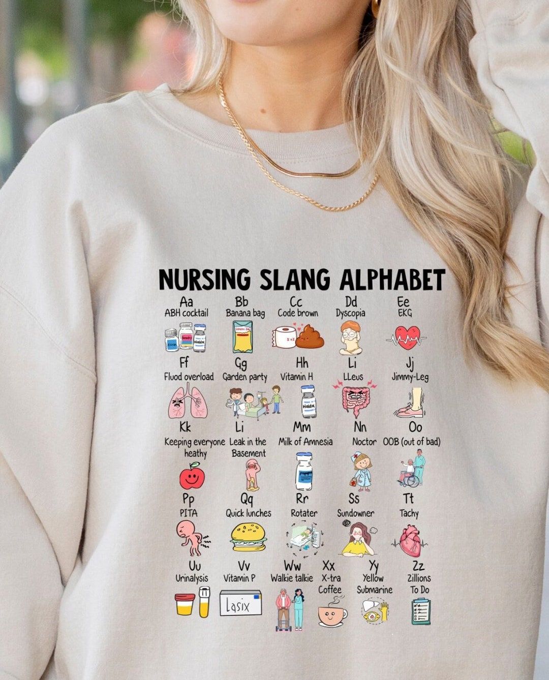 Nurse Slang Alphabet Sweatshirt, Nurse Sweat, Doctor Sweat, Job Sweat