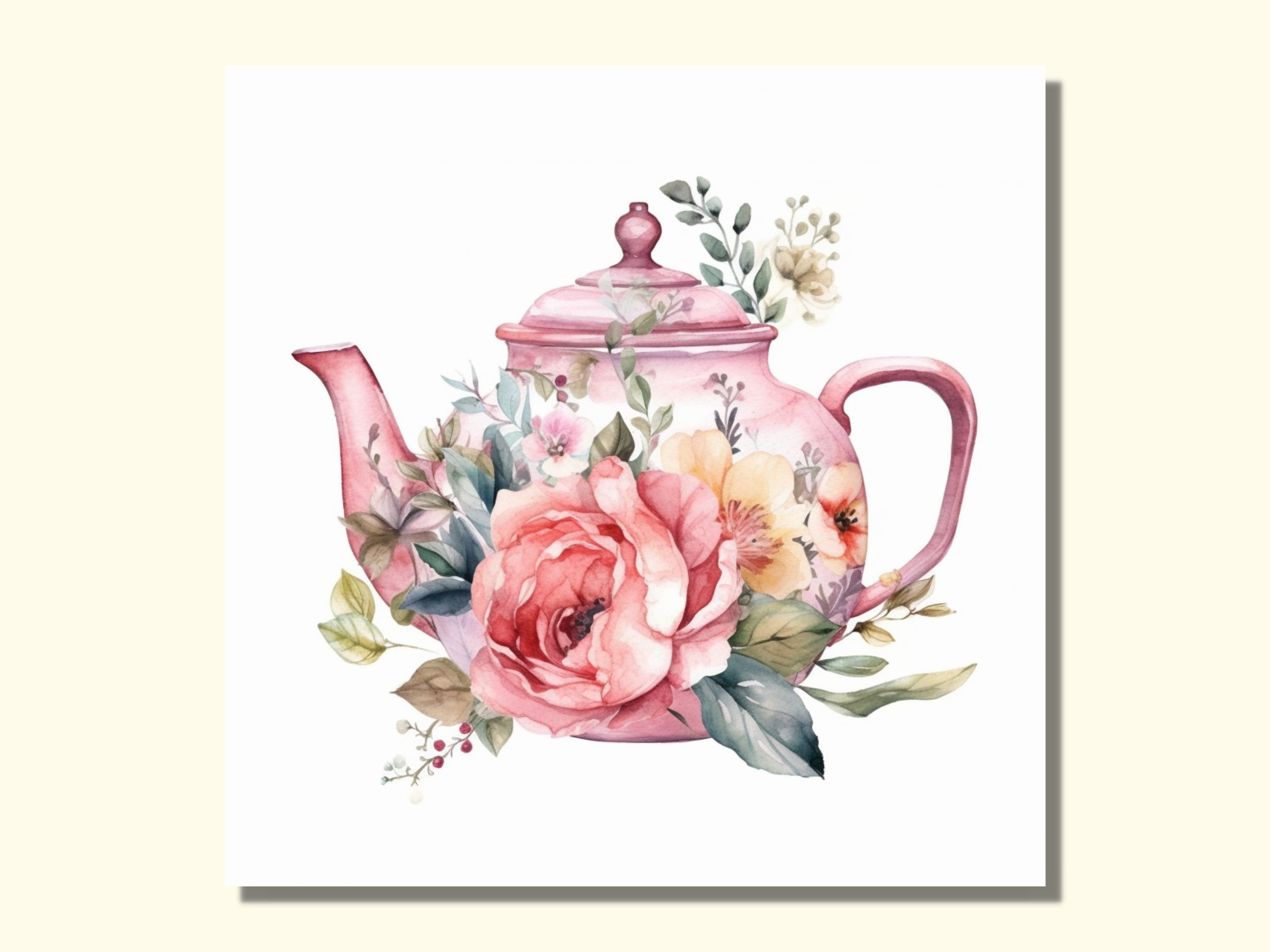 Floral Watercolor Teapot Clipart Bundle of 20 Vintage Watercolor Teapot ...