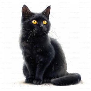 Katze mit schwarzer Farbe Porträt Clipart, 28 hochwertige Bilder JPGs digitaler Download, Karte machen Junk Journal, JPGs Wand Kunst Bundle