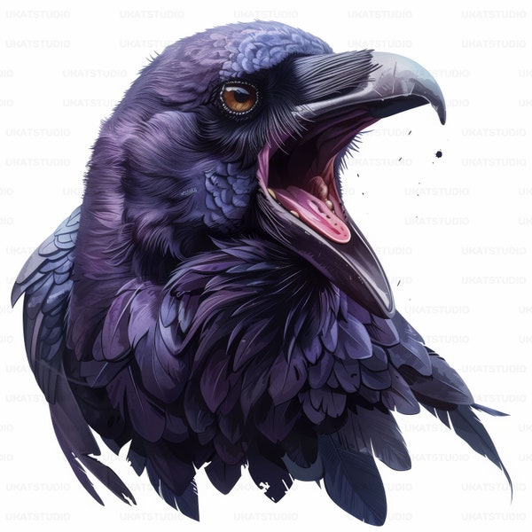 Raven Crow Bird Portrait Clipart , 37 High Quality Images JPGs Digital Download , Card Making Junk Journal , JPGs Wall Art Bundle